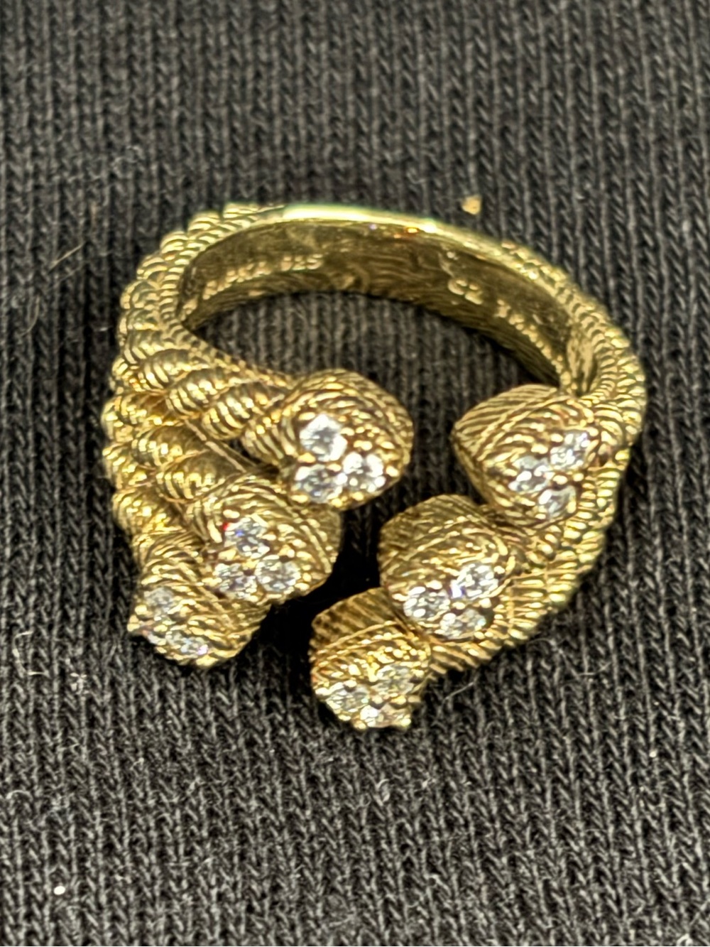 Judith Ripka Gold-Tone Multi-Cluster Crystal Open Rope Ring - Picture 4 of 9